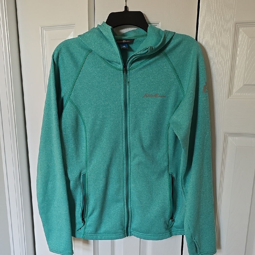 Eddie Bauer Green Hooded Fleece Jacket